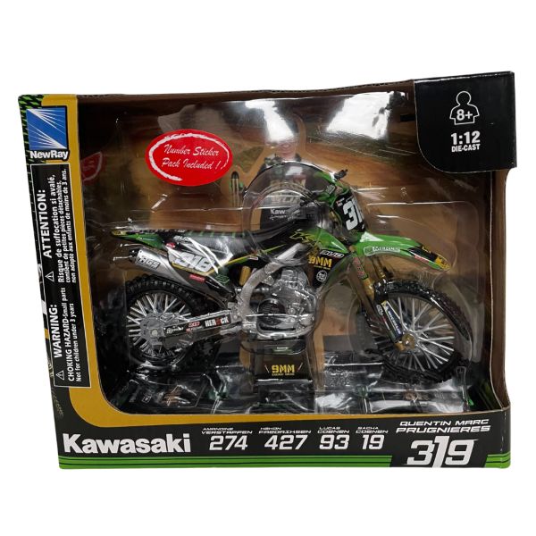 Machete Off Road New Ray Macheta Kawasaki KXF 450 Quentin Marc Prugniers #319 Bud Racing 1:12