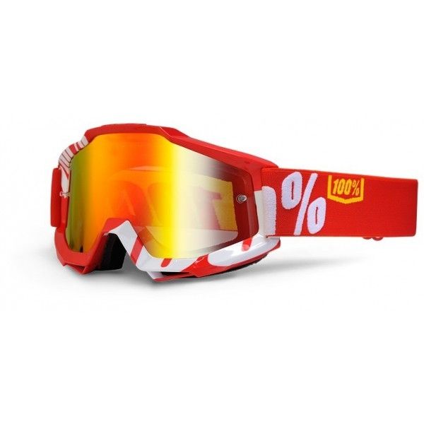 Goggles MX-Enduro 100 la suta Accuri Fire Red/White Goggles Mirror Lens