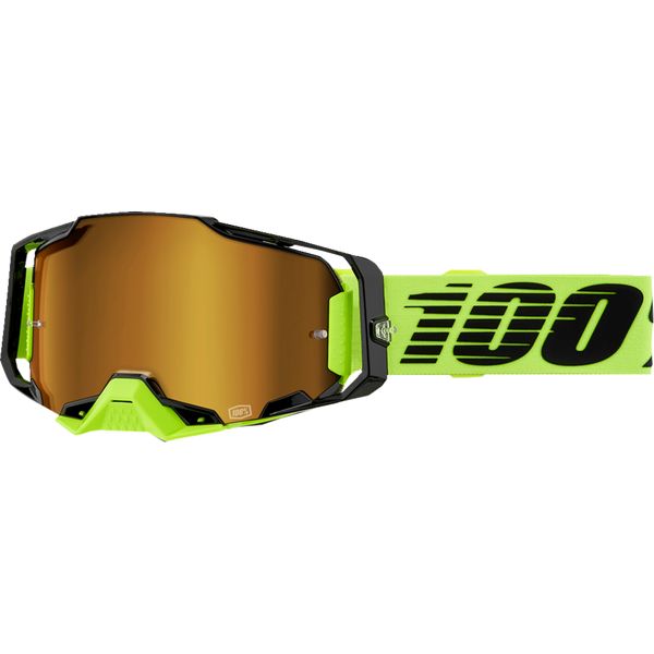 Ochelari MX-Enduro 100 la suta Ochelari Moto MX/Enduro Armega Neon Yellow Mirror-Gold Lens 50005-00032