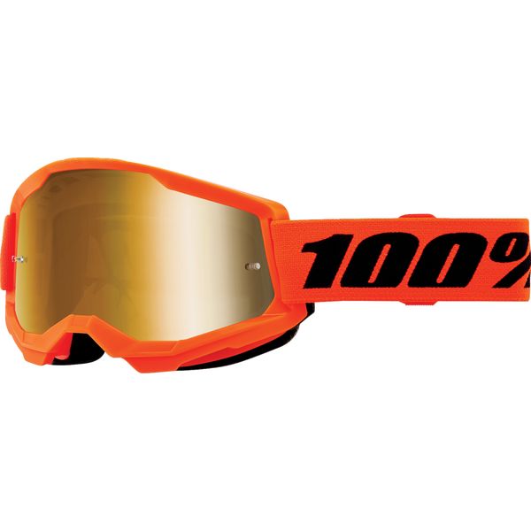 Ochelari MX-Enduro Copii 100 la suta Ochelari Moto MX/Enduro Copii Strata 2 Neon Orange Gold-Mirror Lens 50032-00009