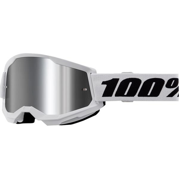 Ochelari MX-Enduro Copii 100 la suta Ochelari Moto MX/Enduro Copii Strata 2 White Silver-Mirror Lens 50032-00013