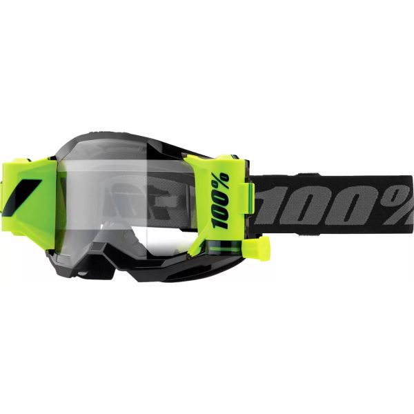 Ochelari MX-Enduro 100 la suta Ochelari Moto MX/Enduro Strata 2 Forecast Black/Yellow Fluo Clear Lens
