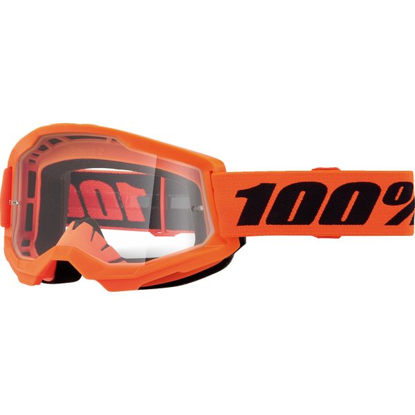Goggles MX-Enduro 100 la suta Moto MX/Enduro Goggles Strata 2 Neon Orange Clear Lens 50031-00009