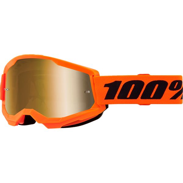 Ochelari MX-Enduro 100 la suta Ochelari Moto MX/Enduro Strata 2 Neon Orange Gold-Mirror Lens 50028-00015