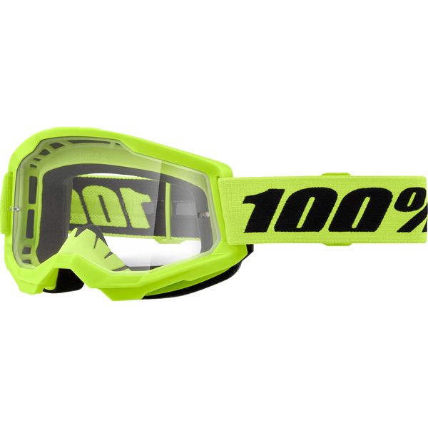 Goggles MX-Enduro 100 la suta Moto MX/Enduro Goggles Strata 2 Neon Yellow Clear Lens 50027-00016