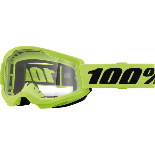 Goggles MX-Enduro 100 la suta Moto MX/Enduro Goggles Strata 2 Neon Yellow Clear Lens 50031-00010