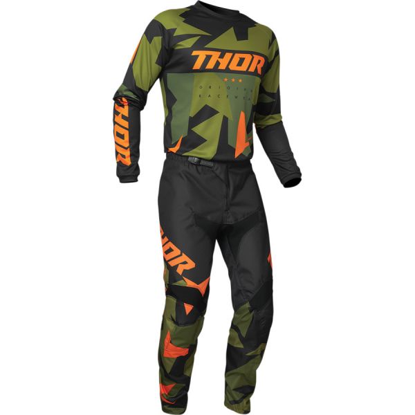 Combos MX-Enduro Thor Warship Green/Orange 2020 Jersey + Pants Combo