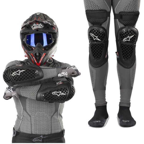 Genunchiere Moto Strada Alpinestars-oferta Set Genunchiere + Cotiere Bionic Plus Black