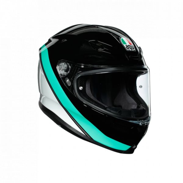 Casti Moto AGV AGV Casca Integrala K6 Ece Multi Mplk 2020 Minimal Black/Pearl White/Aqua