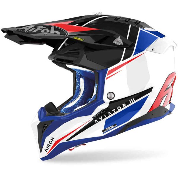 Casti Cross-Enduro Airoh Casca Moto Mx/Enduro Aviator 3 Push Blue/Red 24
