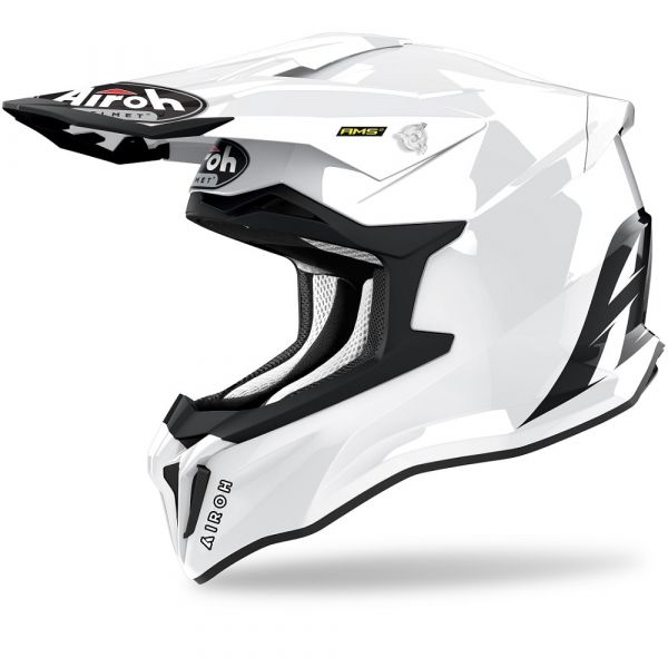 Helmets MX-Enduro Airoh MX Moto Helmet Strycker Solid White Glossy