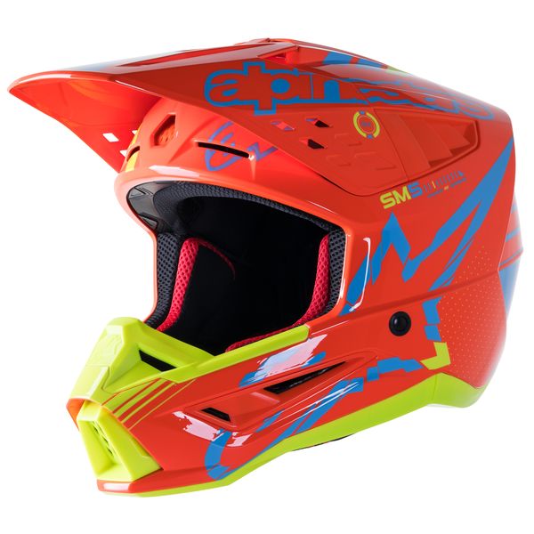 Casti Cross-Enduro Alpinestars Casca Moto Enduro/MX Supertech M5 Action Orange/Yellow/Blue 24