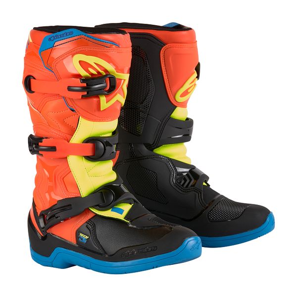 Cizme MX-Enduro Copii Alpinestars Cizme Moto Enduro/MX Youth Tech 3S Orange/Blue/Yellow 24