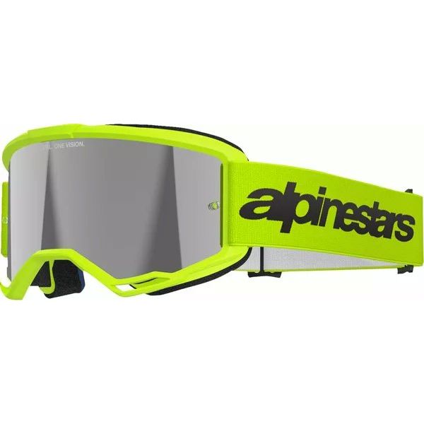 Ochelari MX-Enduro Alpinestars Ochelari Moto MX/Enduro Vision 3 Wordmark Yellow Fluo/Mirror Silver