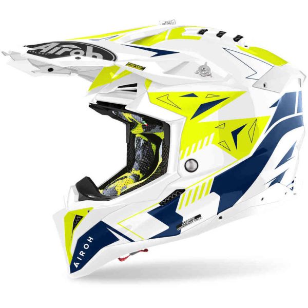 Casti Cross-Enduro Airoh Casca Moto Mx/Enduro Aviator 3 Spin Yellow/Blue 24