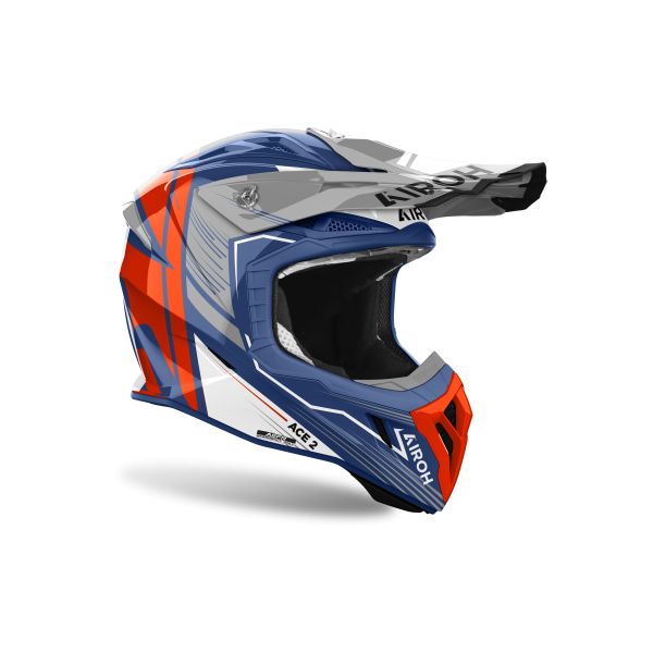 Casti Cross-Enduro Airoh Casca Moto MX/Enduro Aviator Ace 2 Engine Cerulean Glossy Blue/Grey/Red