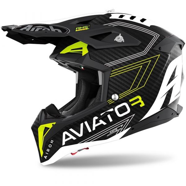 Helmets MX-Enduro Airoh Helmet Moto MX AVIATOR 3 PRIMAL YELLOW MATT