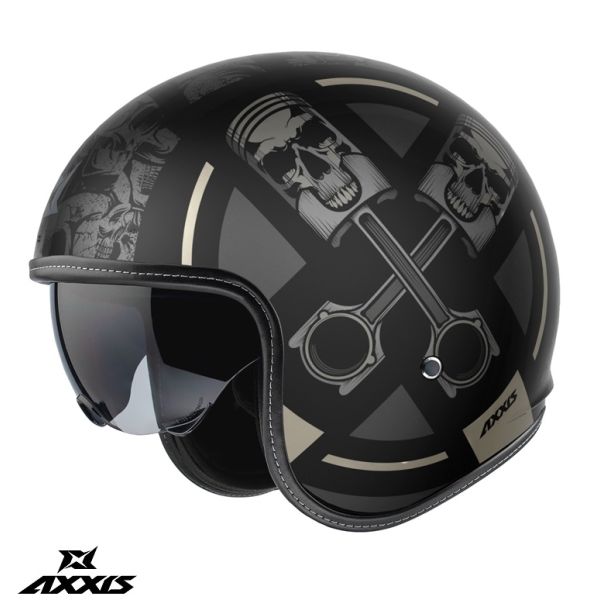 Casti Moto Jet (Open Face) Axxis Casca Moto Open-Face/Jet Hornet S SV Skulls Illustrated B1 Black Matt 24