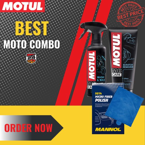 Pachete Revizie ATV & MOTO Moto24Combo Combo Motul E1+E8+Mannol Laveta Polish