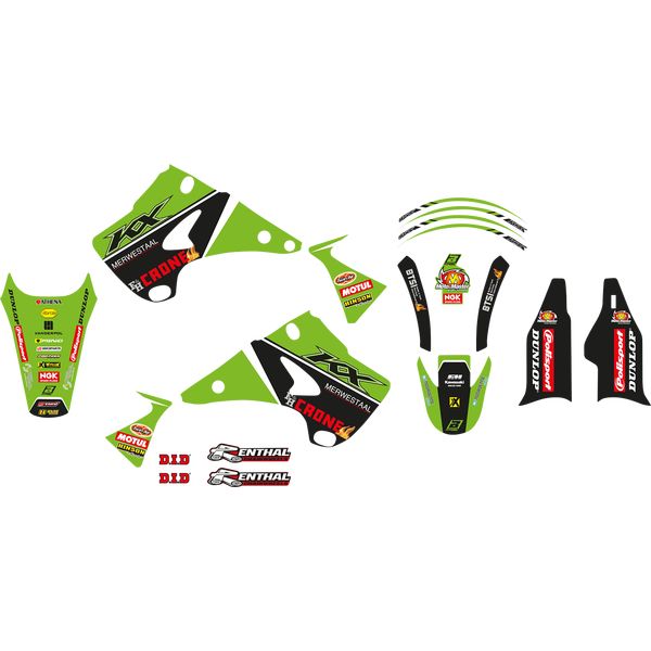 Grafice Moto Blackbird Kit Grafice Husa Sa Inclusa Replica Team Kawasaki KX 250/KX 125 M
