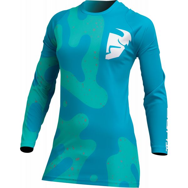 Tricouri MX-Enduro Thor Tricou Moto Enduro Dama Sector Disguise Teal/Aqua 23