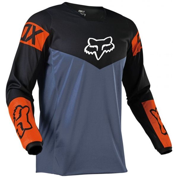 Jerseys MX-Enduro Fox Racing 180 Revn Black/Blue Steel MX Jersey 2020