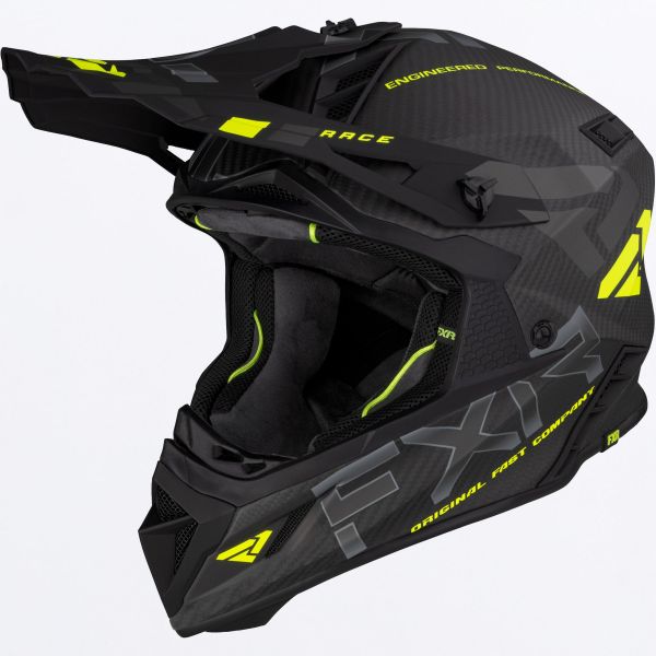Casti Cross-Enduro FXR Casca Moto Enduro/Snow Helium Carbon With D-Ring Hi Vis/Charcoal