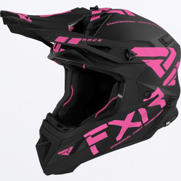 Casti Snowmobil FXR Casca Moto Enduro/Snow Helium Race Div With Auto Buckle Black/Elec Pink
