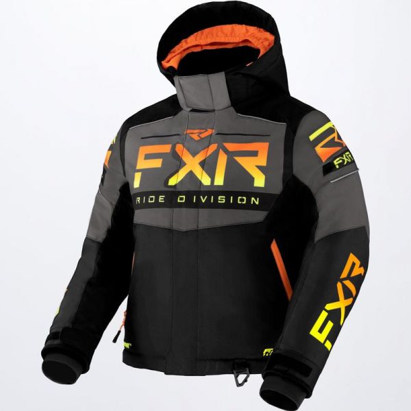Kids Jackets FXR Child Snowmobil Jacket Helium Black/Char/Inferno