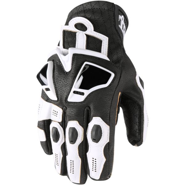 Manusi Moto Sport si Piele Icon Manusi Moto Piele Hypersport Black Short White