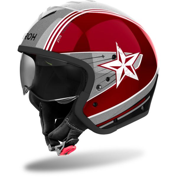 Casti Moto Jet (Open Face) Airoh Casca Moto Open Face/Jet J 110 Command Burgundy Gloss 25
