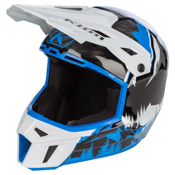 Casti Snowmobil Klim Casca Moto MX/Enduro F3 Carbon ECE DNA Electric Blue Lemonade/White 24