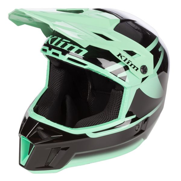 Helmets Klim MX/Snow Moto Helmet F3 ECE Icon Black/Wintermint 24