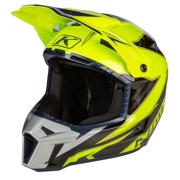 Casti Snowmobil Klim Casca Snowmobil F3 ECE Carbon Lightning Hi-Vis