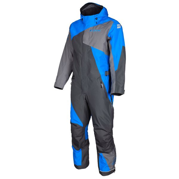 Monosuits Snowmobiles Klim Insulated Snowmobil Monosuit Railslide One-Piece Asphalt-Electric Blue Lemonade