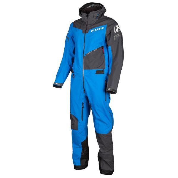 Monosuits Snowmobiles Klim Non-Insulated Snowmobil Monosuit Lochsa One-Piece Asphalt-Electric Blue Lemonade