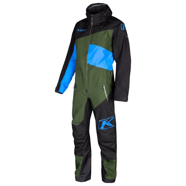 Monosuits Snowmobiles Klim Non-Insulated Snowmobil Monosuit Ripsa One-Piece Short Kombu Green-Electric Blue Lemonade