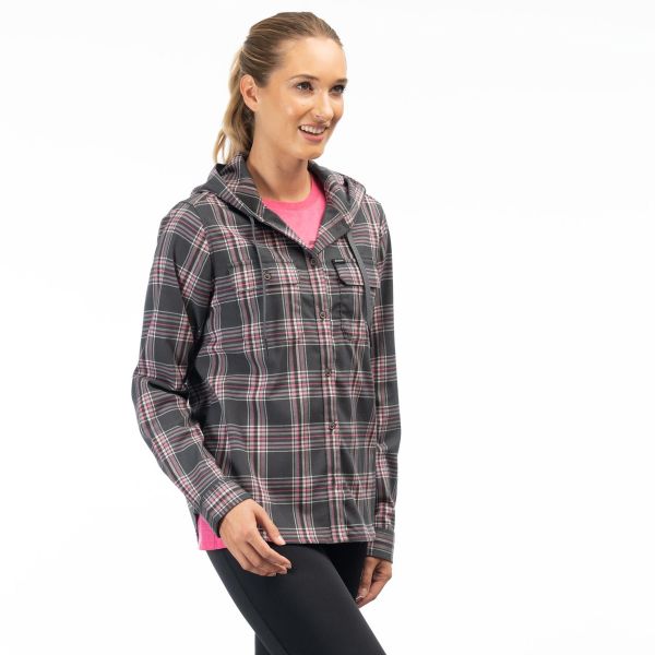 Geci/Hanorace Casual Klim Hanorac Ginny Mountain Midweight Stretch Flannel Asphalt/Punch Pink 24