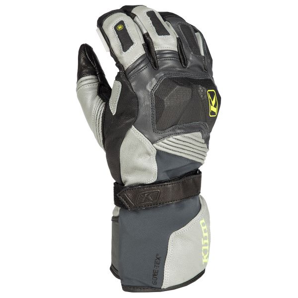 Gloves Touring Klim Badlands GTX Long Touring Insulated Leather Gloves Gray