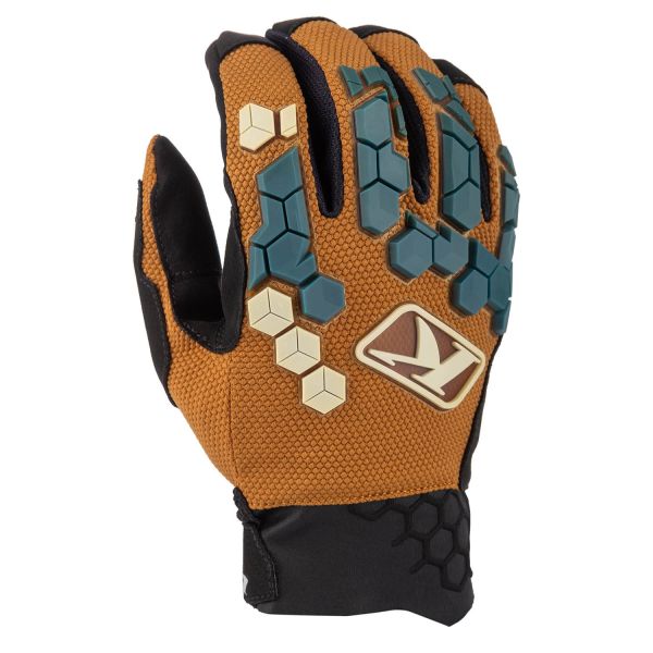 Gloves MX-Enduro Klim MX/Enduro Moto Gloves Dakar Golden Brown/Petrol 25