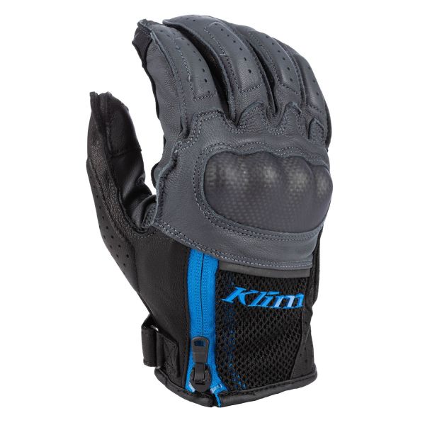 Gloves Touring Klim Leather Moto Gloves Induction Asphalt/Electric Blue Lemonade