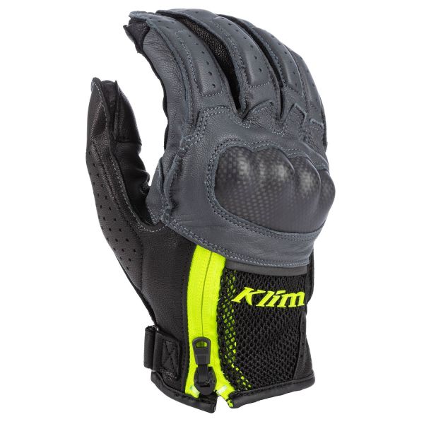 Gloves Touring Klim Leather Moto Gloves Induction Asphalt/Hi-Vis