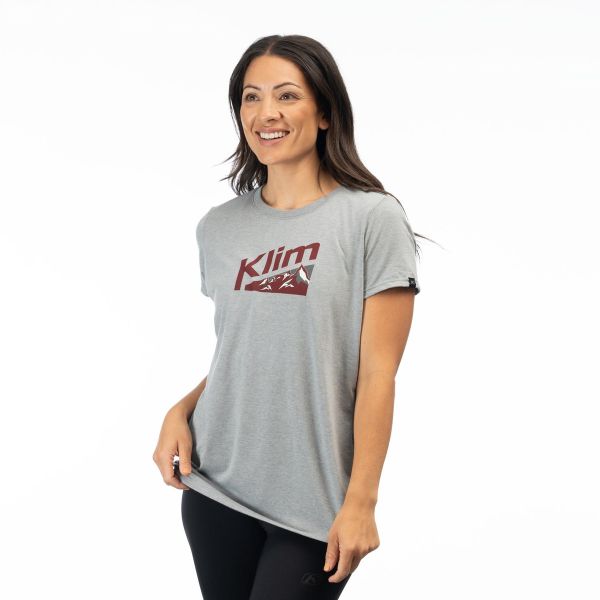 Tricouri/Camasi Casual Klim Tricou Mountain Peak Tri-blend Heathered Gray/Cabernet 24