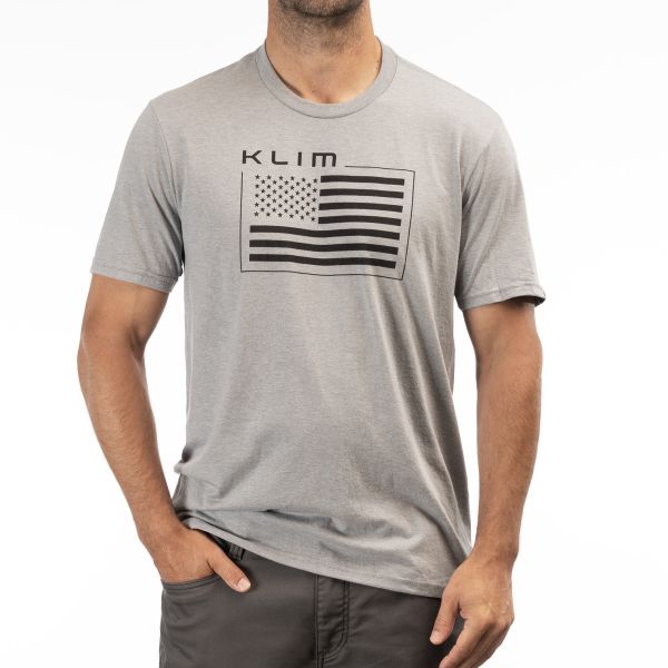 Casual T-shirts/Shirts Klim Patriot Klim Flag Tri-blend Tee Heathered Gray/Black 24
