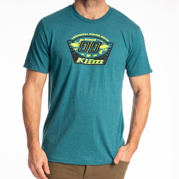 Tricouri/Camasi Casual Klim Tricou Pioneer 99 Tri-blend Heathered Teal/Hi-Vis 25