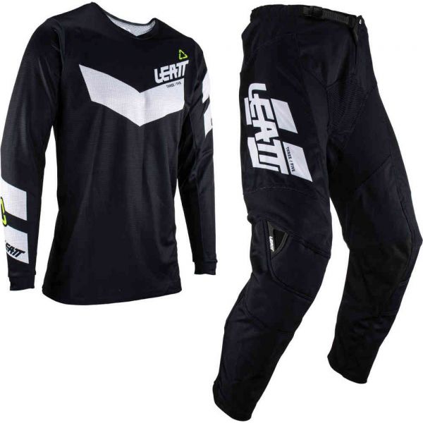 Combo MX Enduro Leatt Combo Tricou + Pantaloni Ride Kit Moto 3.5 Black/White