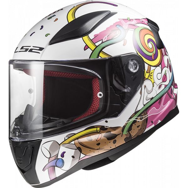 Kids Full Face Helmets LS2 Full-Face Youth Helmet Ff353 Rapid Mini Crazy Pop White Pink 2021