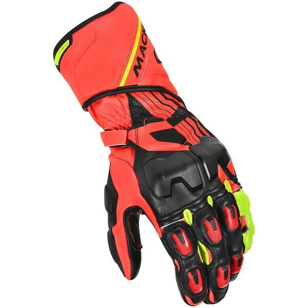 Manusi Moto Sport si Piele Macna Manusi Moto Piele POWERTRACK Black/Red/Yellow Fluo