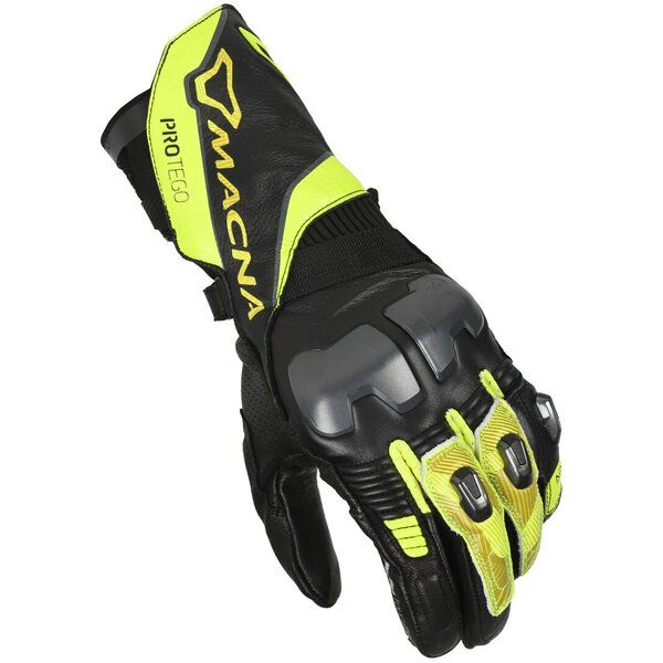 Manusi Moto Sport si Piele Macna Manusi Moto Piele PROTEGO Black/Yellow Fluo