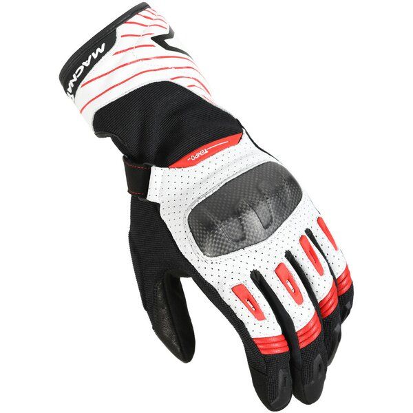 Manusi Moto Touring Macna Manusi Moto Piele TEMPO Black/White/Red
